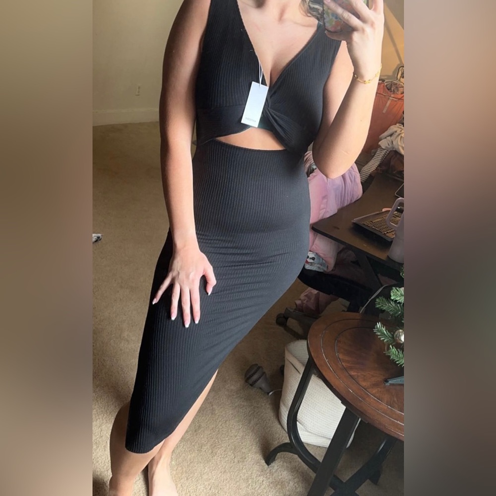Black dress with cutout and slit